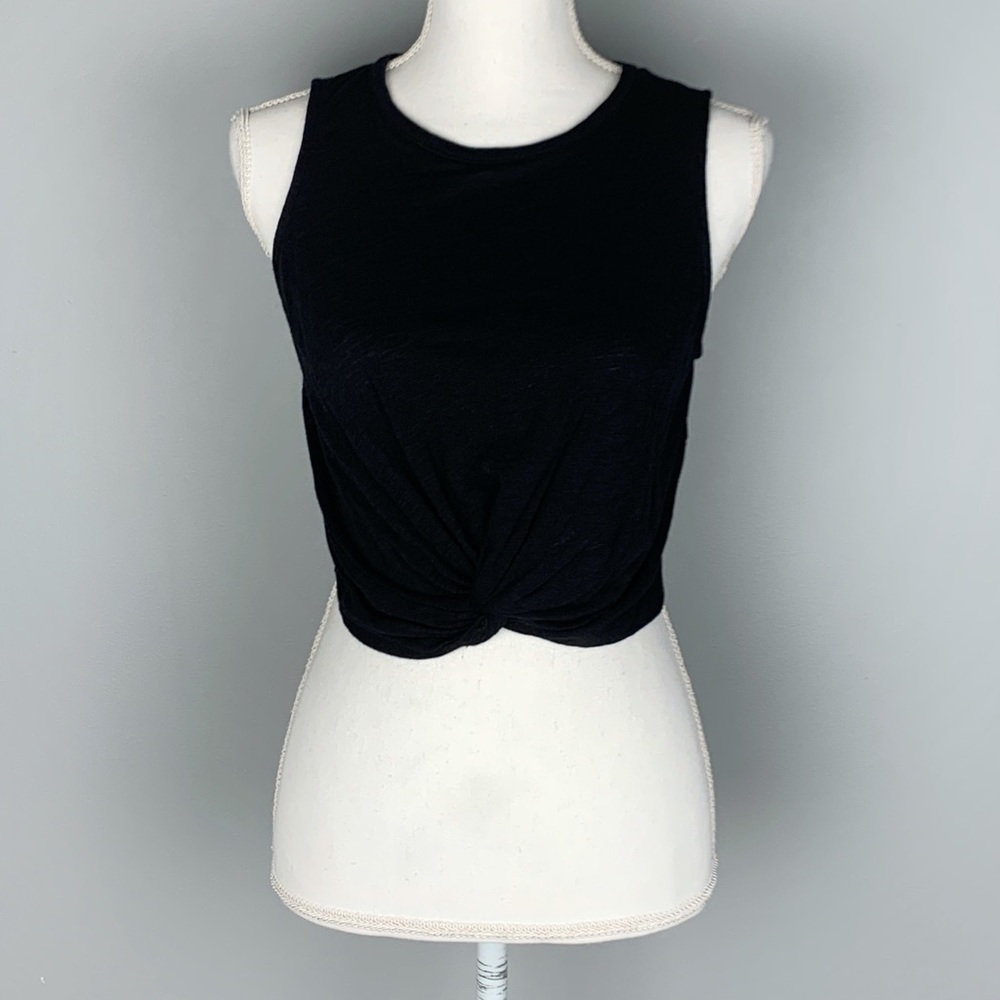Express Cropped Black Front Wrap Tank Top (Size Small)